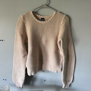 GAP Cream Crew Neck Sweater with Balloon Sleeves size m medium